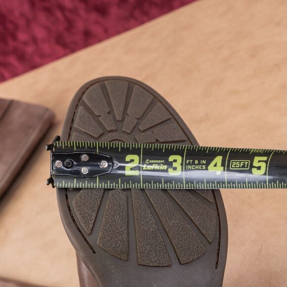 Born Women Saddler Brown Leather Wide Calf Riding Strap Knee Boots sz 9 - Picture 6 of 10